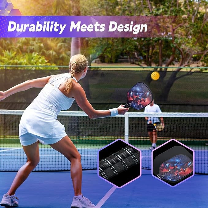 niupipo Pickleball Paddles Set of 2 or 4, USAPA Approved Fiberglass Pickleball Paddle Set with Balls and Bag, Polypropylene Honeycomb Core, Lightweight Pickleball Paddles for Beginners Men Women