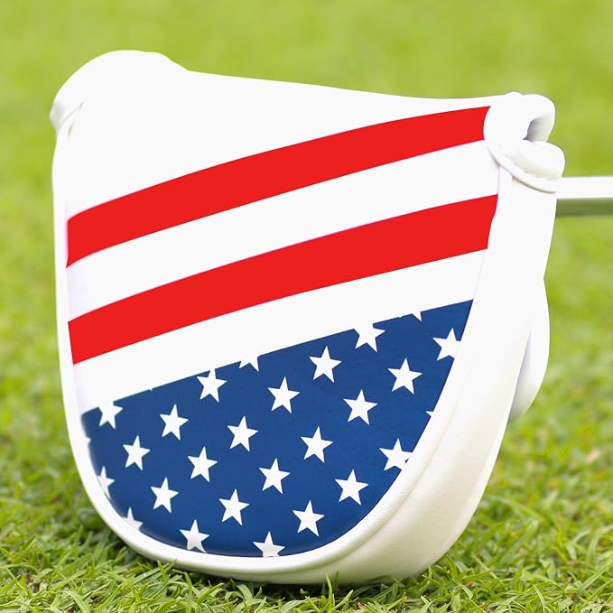 Golf Club Head Covers,4pcs or 1pc USA Golf Head Covers for Woods and Driver Fairway Hybrid - PU Leather Mallet Blade Putter for Men Women Golf Enthusiast