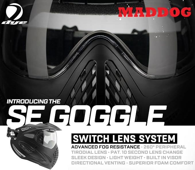Maddog Dye SE Special Edition Paintball Mask Goggle System | Replaceable SLS Thermal Dual-Pane Anti Fog Lens | Adjustable Full-Face Safety Certified Protection