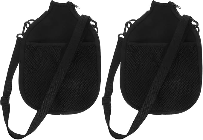 Garneck 2pcs Waterproof Neoprene Table Tennis Bat Cover and Tennis Racket Bag with Mesh Storage Pocket and Shoulder Strap, Portable Oxford Cloth Paddle Protector for Trips the Court