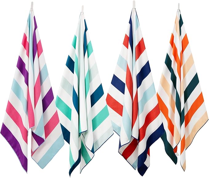 Exclusivo Mezcla 4 Pack Microfiber Quick Dry Beach Towels, Large Lightweight Sandfree Pool Towels for Swimming Camping Travel with Bag (Multi, 30x60 Inches)