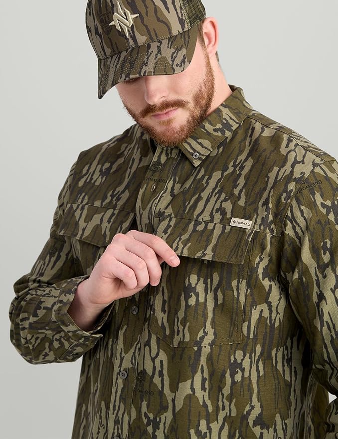 Nomad Men's Rub Line Field Shirt - Durable Long Sleeve Button-Down Hunting Shirt with Advanced Performance Features
