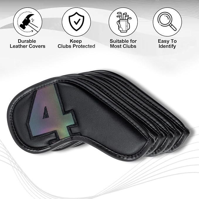 Golf 10pcs/12pcs Thick Synthetic Leather Golf Iron Head Covers Set Headcover Fit All Brands