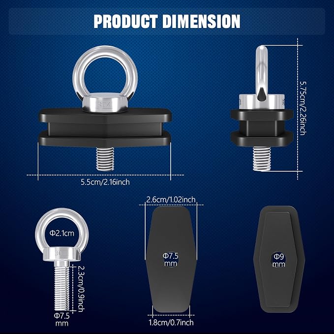 Chelhead 4 PCS Bed Anchors Mounting Kit Aluminum Bed Accessories Compatible with Can-Am Commander & Maverick & Defender Can-Am LinQ Fit Tie Down Anchors