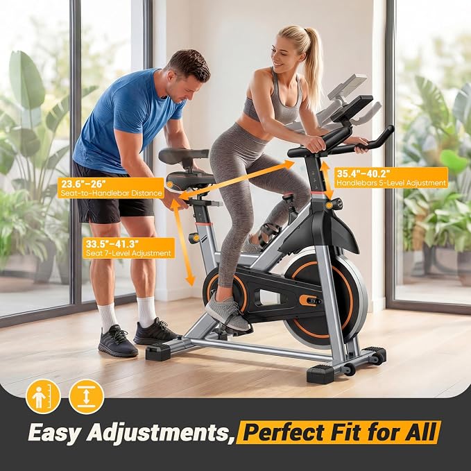 NEWBULIG Exercise Bike with APP, Stationary Bikes for Home, Workout Bike for Adults & Seniors, Cycle Machine, Adjustable Height and Resistance, Low Noise, 265lbs Weight Capacity, Easy Assembly