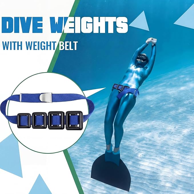 Tellegloww 4 Pcs Dive Weights Belt for Scuba Diving Coated Dive Weights Nylon Dive Belt with Metal Quick Release Buckle for Free Diving Spear Fishing