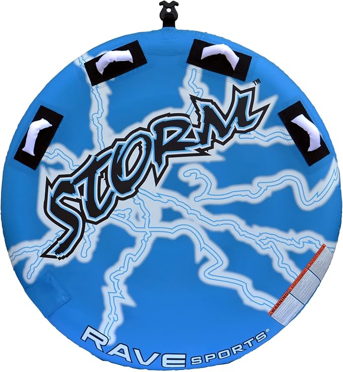 Rave Sports Storm Boat Towable Tube - Inflatable Boating Tube for 1-2 Riders - Heavy-Duty Inflatable Tube for Boats to Pull - Water Sports Towable with Quick Connect Tow Point System