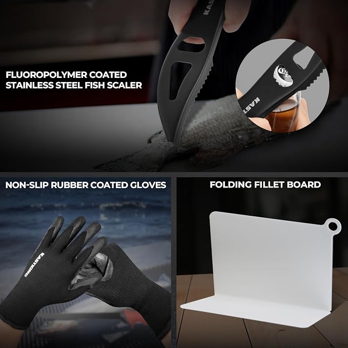 KastKing Intimidator Fillet Knife Set,Fishing Gear and Gifts for Men,8pcs | G4116 German Stainless-Steel Blades, Complete Fishing Fillet Kit with Accessories, Ergo Non-Slip Handle, Fishing gear