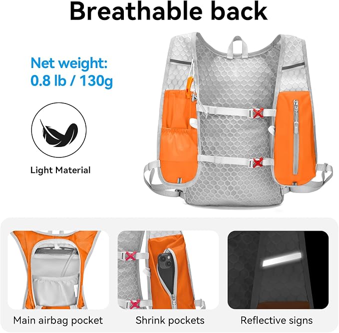 Lightweight Hydration Backpack with 1.5L TPU Water Bladder, CROSSGEAR Running Hydration Vest, Ultralight Hiking Backpack for Women Men, Running Water Daypack for Cycling Hiking Marathon