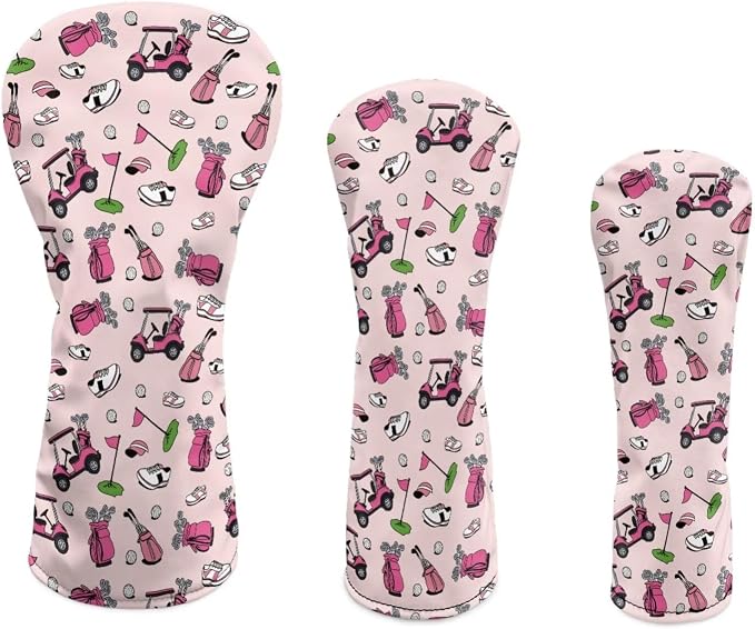 Rnyleeg Golf Club Head Covers for Women Driver Head Cover Leather Fairway Wood Headcover Hybrid Headcovers for Golf Clubs