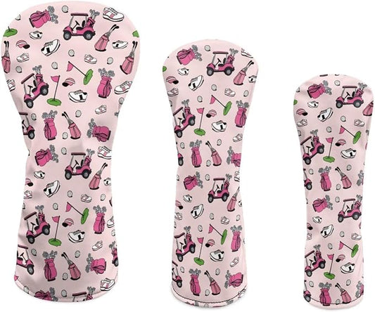 Rnyleeg Golf Club Head Covers for Women Driver Head Cover Leather Fairway Wood Headcover Hybrid Headcovers for Golf Clubs