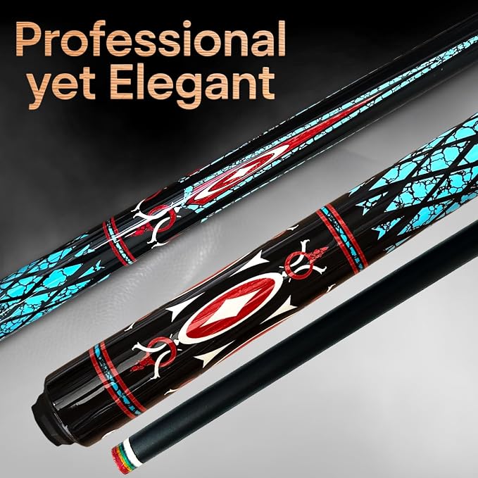 Tai ba cues Fibergalss Shaft Pool Stick with case, 13mm Multilayer Leather Tip, 58", Hardwood Canadian Maple Professional Billiard Pool Cue Stick, Quick-Release Joint, 18, 19, 20, 21 Oz (Selectable)