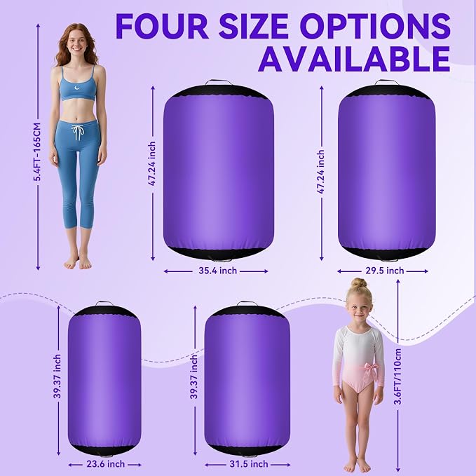 FBSPORT Air Roller Gymnastics Barrel, Inflatable Gymnastics Air Roller Inflatable Air Gymnastics Mat for Yoga Cheerleading Training Home Outdoor Indoor Use