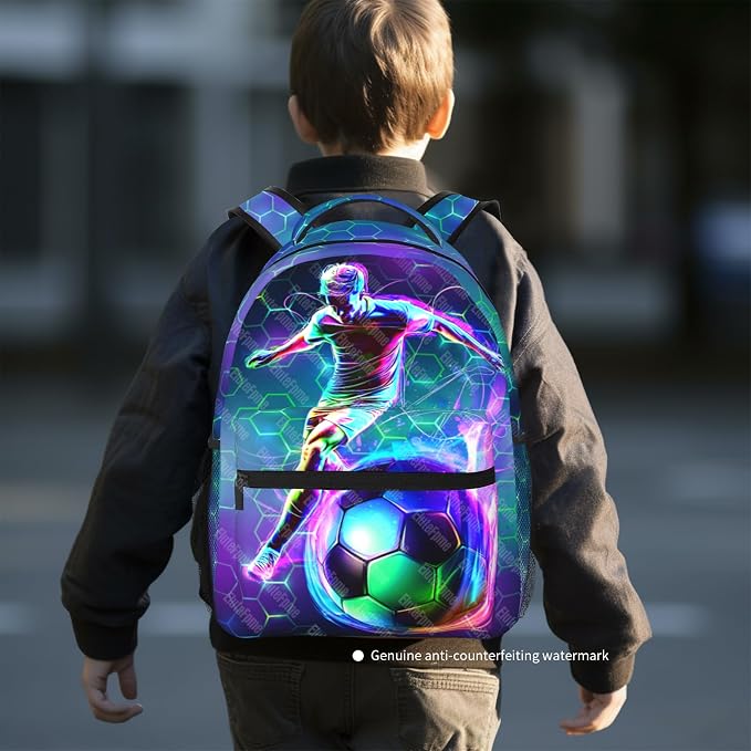 Kids Soccer Backpack For Boys Sports Soccer School Backpack For Boys Children Elementary Middle School Backpacks Football Bookbag Travel Back Pack For Age 6-18