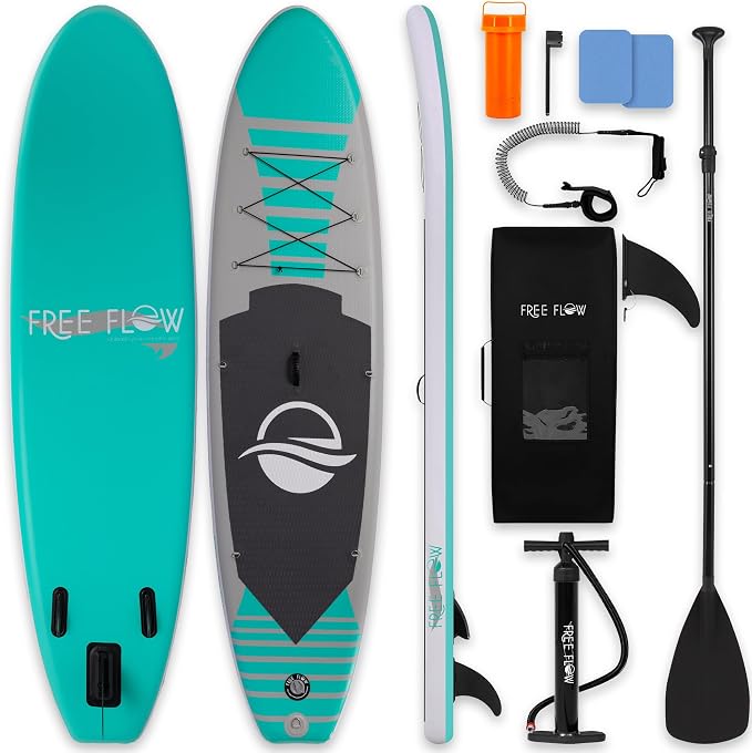 SereneLife 10’6" Inflatable Stand Up Paddle Board with Premium SUP Accessories - Wide Stable Design with Non-Slip EVA Deck Pad, for Youth and Adults, 350 lbs. Capacity