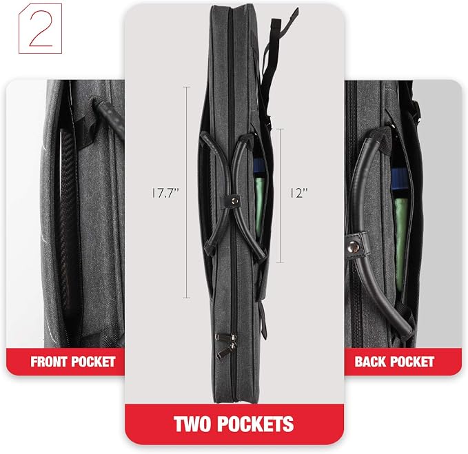 KONLLEN Pool Cue Case 3x4 Oxford Pool Stick Case Holds 3 Butts and 4 Shafts Billiard Sitck Large Capacity Carrying Cases with Multi-Pocket Pool Cue Accessories