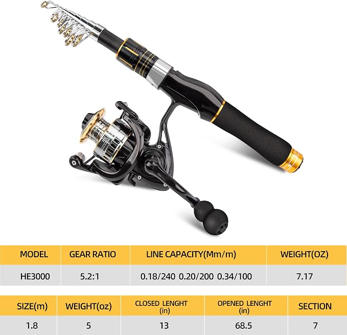 Fishing Rod and Reel Combo,Telescopic Fishing Pole with Fishing Lures,Suitable for Beginners and Universal in All Waters.