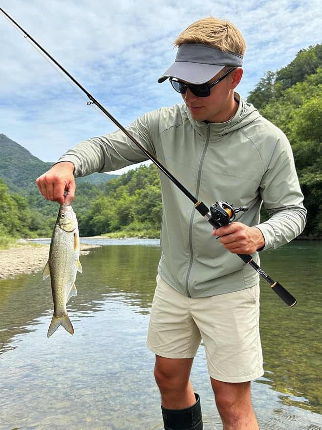Jenseits 7FT Fishing Rod，Telescopic & 4-Piece Fishing Pole, Spin & Cast | 24T Carbon Fiber, Comfortable EVA Handle, Ceramic Guides, Bass, Trout, Catfish, Freshwater & Inshore，Fishing Gift for Men
