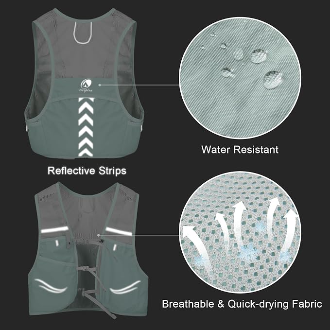 Lightweight Running Vest with 2pcs 500ml Water Bottle for Men Women, Reflective Water Vest Hydration Pack Hydropack for Hiking, M/L