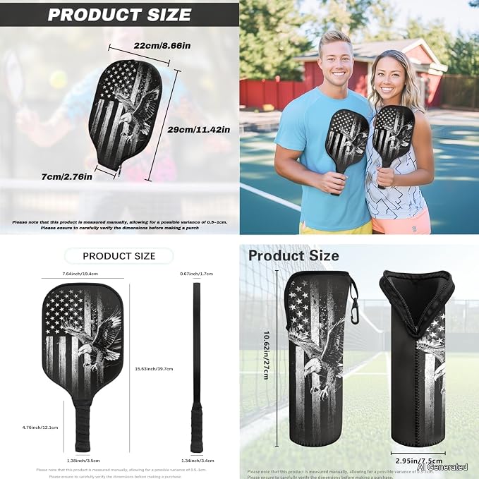 Pickleball Paddles Set 3PCS Pickleball Paddle Case Pickleball Racket Pickleball Bag Ideal for Beginners Gifts