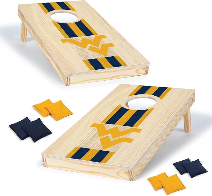 Wild Sports College Portable Size 1' x 2' Solid Wood Cornhole Set with Direct Print HD Team Graphics – Travel Size