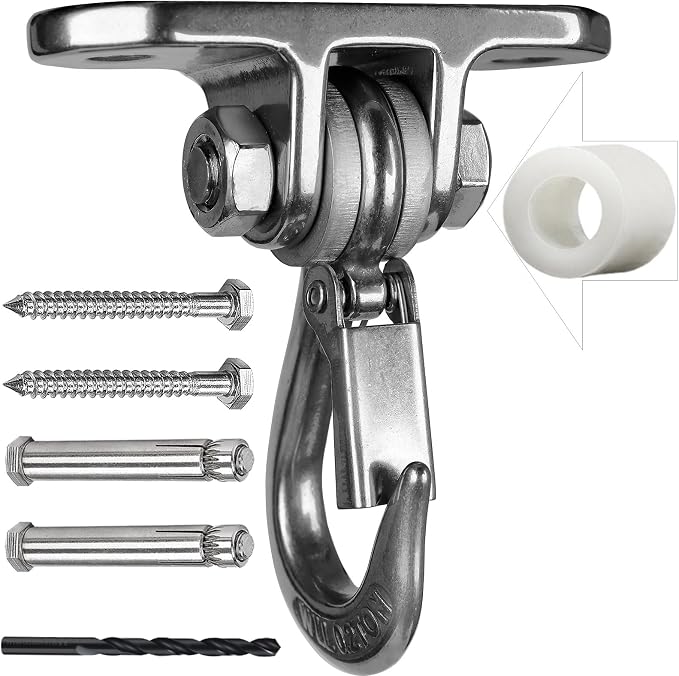 Heavy Duty Swing Hanger Stainless Steel 180° Smooth Operation Screws Bolts, Playground Porch Swing Set Trapeze Wooden Sets Indoor Outdoor