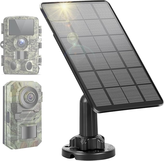 Trail Camera Solar Panel with Battery 5000mAh LIYVZ 3W Hunting Solar 2 Pack | DC 6V/12V Multi-voltage Output, 360° Adjustable, IP66, Perfect for Hunters / Wildlife Research / Remote Monitoring
