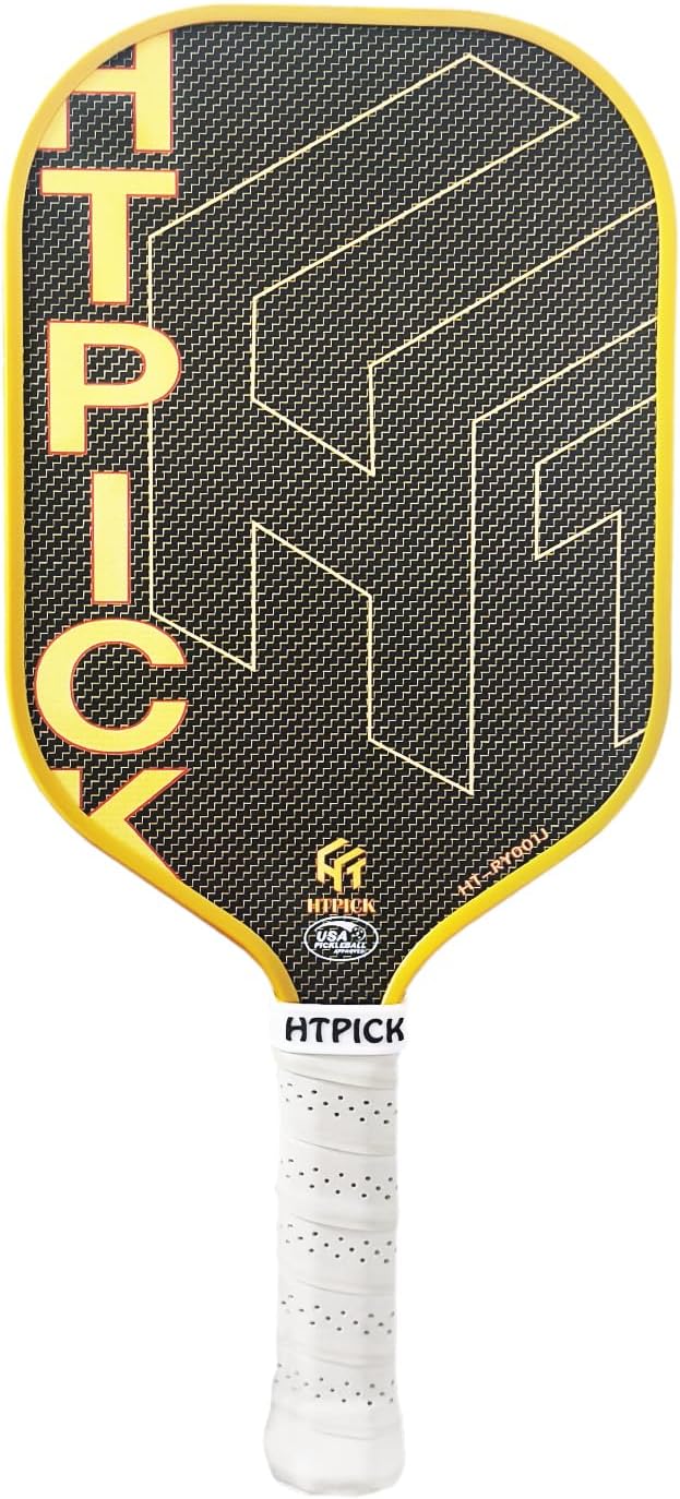 Pickleball Paddles, Carbon Fiber Pickleball Paddle High Grit & Spin with PP Honeycomb Core 16mm Thickness and Thermoformed Elongated Shape, Increased Power for Ultimate Spin & Consistency