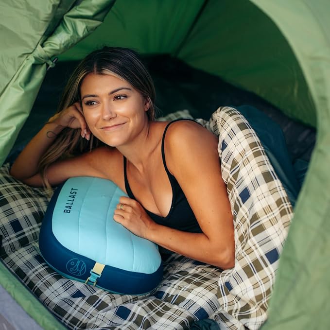 Ballast Camping Pillow – Comfy, Durable & Ultra-Light Compact, Stays Put with Patented Pouch, Inflatable Pillow for Camping, Backpacking, Beaches, Pools, Hiking, Festivals and Travel