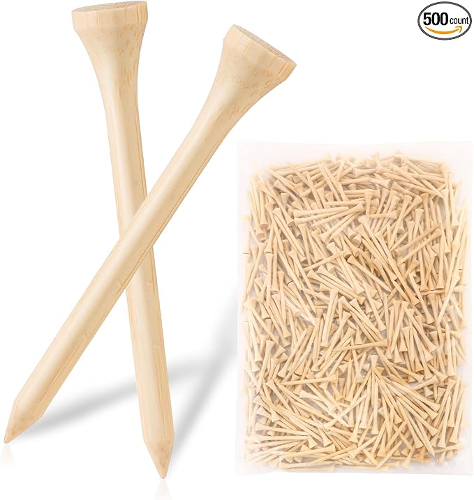 Bamboo Golf Tees 1000/500/250 PCS 2-3/4 & 3-1/4 inch Length | Bamboo Golf Tees, 7X Stronger Than Wood Golf Tees, Reduce Friction & Side Spin