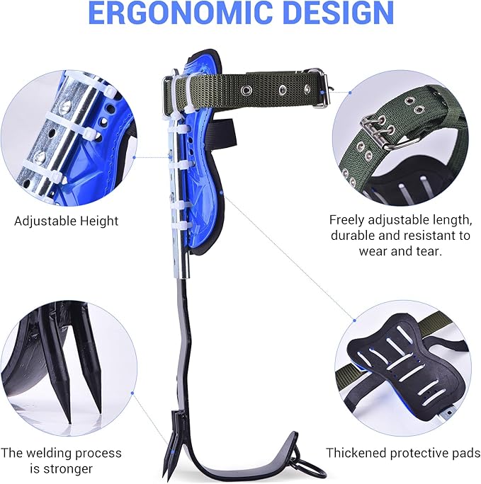 Climbing Equipment. Tree - Climbing Kits. Anti - Slip Climbing Tools with footboards. —— Forestry Operation Equipment Suitable for Rock Climbing, Tree Trimming, Hunting, and Fruit Picking.