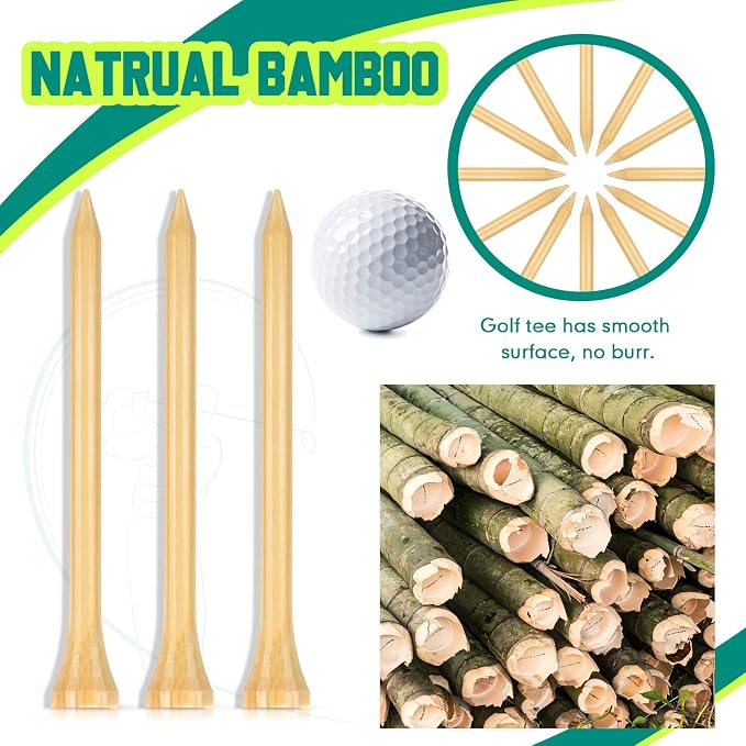Mudder Golf Tees Bulk Wooden Bamboo Golf Tees Multicolor Wood for Men Balls Accessories