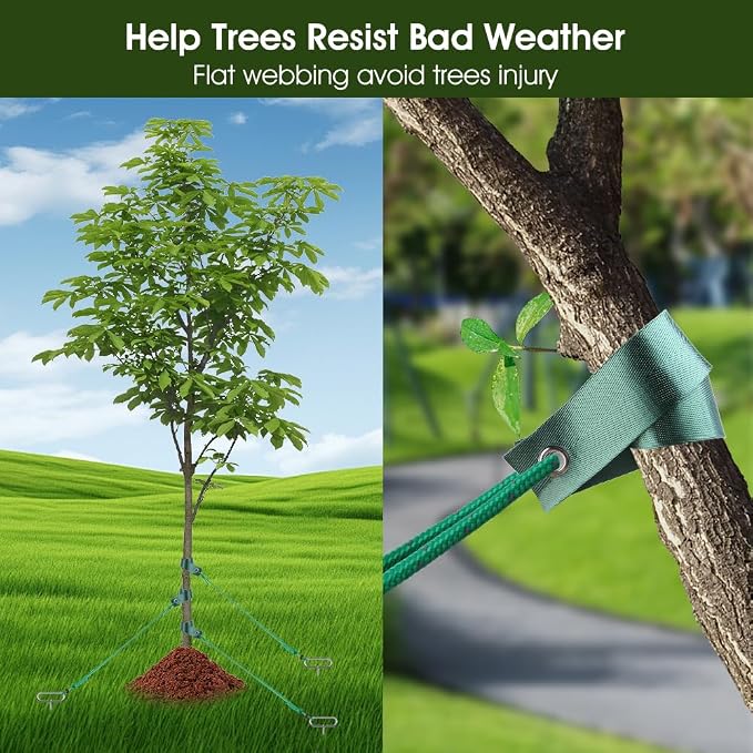 3 Tree Stakes and Supports,16in Spiral Tree Stake Kits for Leaning Young Trees Straightening Against Strong Wind Bad Weather, Heavy Duty Ground Anchors for Trampoline,Tent,Canopy Gazebos,Shed
