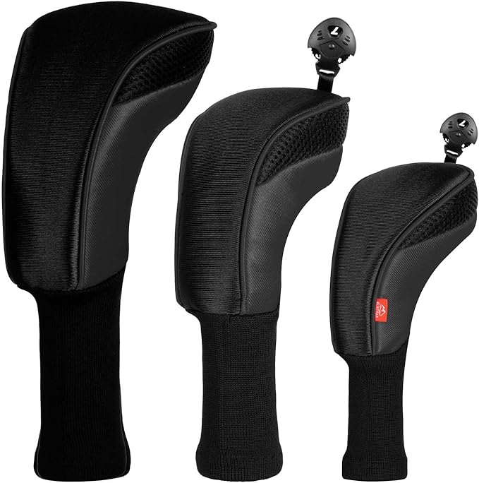 Golf Club Head Cover for Driver Fairway Hybrid 3 Pcs Woods Headcovers, Golf Accessories Head Covers Set with Interchangeable No. Tags 3 4 5 7 X Golf Accessories for Men Women