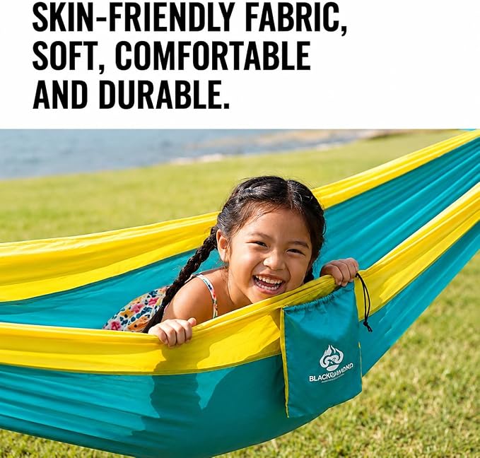 Camping Hammock – 500lbs Portable Hammock with Tree Straps - Travel, Backpacking, Hiking, Outdoors Camping Gear (Green)