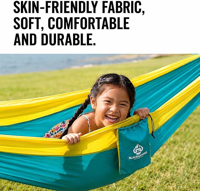 Camping Hammock – 500lbs Portable Hammock with Tree Straps - Travel, Backpacking, Hiking, Outdoors Camping Gear (Blue)