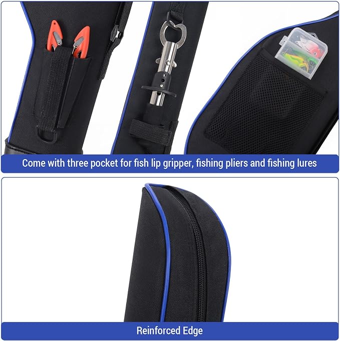 Lixada Fishing Rod Bag Hard Shell Bottom 51.2''/130cm Fishing Rod Travel Case Waterproof Fishing Tackle Storage Bag Fishing Pole Protective Pouch