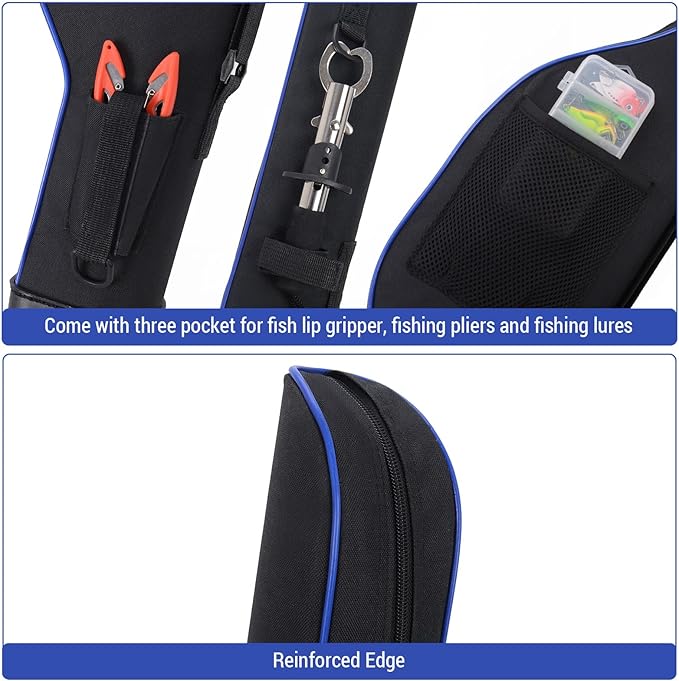 Lixada Fishing Rod Bag Hard Shell Bottom 51.2''/130cm Fishing Rod Travel Case Waterproof Fishing Tackle Storage Bag Fishing Pole Protective Pouch