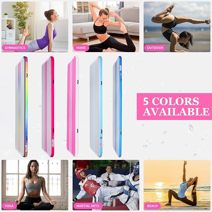 Inflatable Air Gymnastics Mat 10ft/13ft/16ft Tumbling Mats Training Mat Tumble Track Mats with Electric Air Pump for Home/Gym/Cheerleading/Beach/Outdoor Exercise (4 inches Thick)