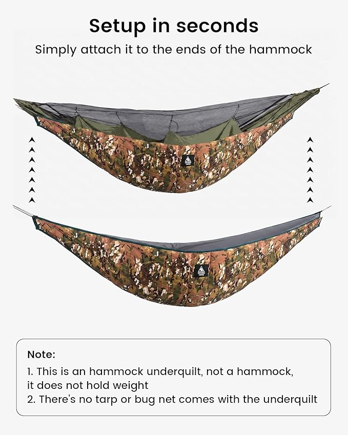 OneTigris Hideout Hammock Underquilt, Lightweight 4 Season Hammock Gear for Camping, Hiking, Backpacking, Travel, Beach, Backyard, Patio, Portable