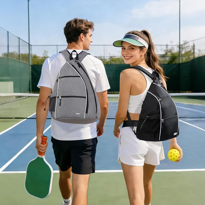 Sucipi Pickleball Bag - Men's & Women's Pickleball Backpack, Adjustable Sling Bag w/Fence Hook/Large Capacity/Safety Pocket
