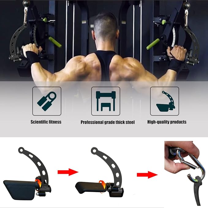 Adjustable Lat Pull down Bar, Cable Machine Attachments for Gym, Home Gym Fitness T-bar Row Pulldown Attachments, Lat Pull Down Machine Wide Grip Neutral Grip Handle