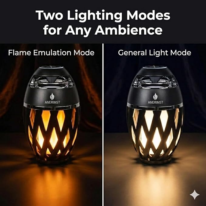 ANERIMST Unique Gifts for Men, Outdoor Bluetooth Speaker Waterproof Wireless with Torch LED Light, Birthday Gift for Boyfriend Him Dad, Cool for Garden, Patio, Outside (Black)