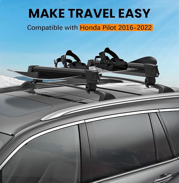300lbs Roof Rack Cross Bars Compatible with Honda Pilot 2016-2022 with Flush Rails, Aluminum Crossbar with Lock for Rooftop Cargo Carrier Luggage Kayak Canoe Bike Snowboard