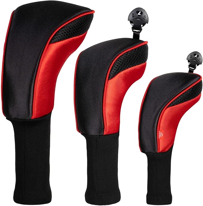 Golf Club Head Cover for Driver Fairway Hybrid 3 Pcs Woods Headcovers, Golf Accessories Head Covers Set with Interchangeable No. Tags 3 4 5 7 X Golf Accessories for Men Women