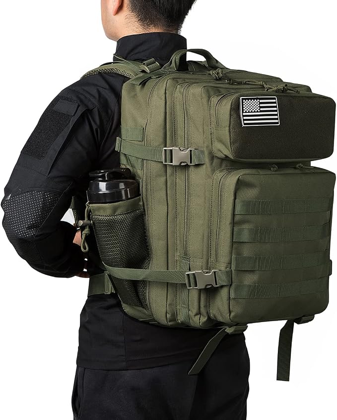 QT&QY 25L/45L Military Tactical Backpack For Men Molle Daypack 3 Day Bug Out Bag Hiking Rucksack With Bottle Holder