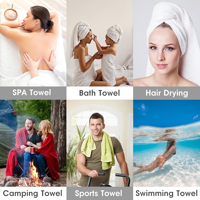 JML Microfiber Bath Towels, Extra Large Bathroom Towel Set, Pack of 4, 30" x 60" - Soft and Absorbent Towel for Hair, Swimming, Fitness, Sport, Yoga, Dark Blue