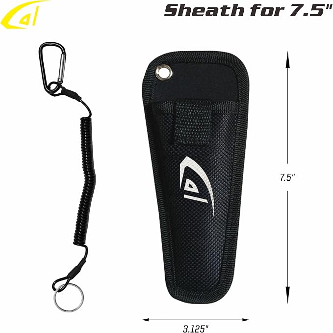 danco Aluminum 7.5" Center Fishing Cutter with Sheath, Fishing Line and Wire Cutter, Saltwater Safe, Fresh/Saltwater Fishing