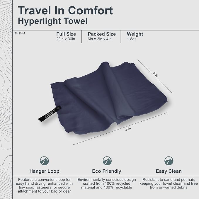 COCOON - Premium - Hyperlight Towel - Lava Grey - Medium
