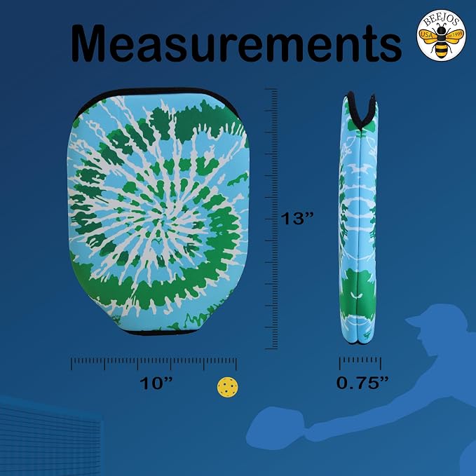 BeeJos Spirl Tie-Dye: Premium Slip-On Pickleball Paddle Cover-Fits Standard Size Paddles-Zipperless (Paddle not Included) Handmade in USA
